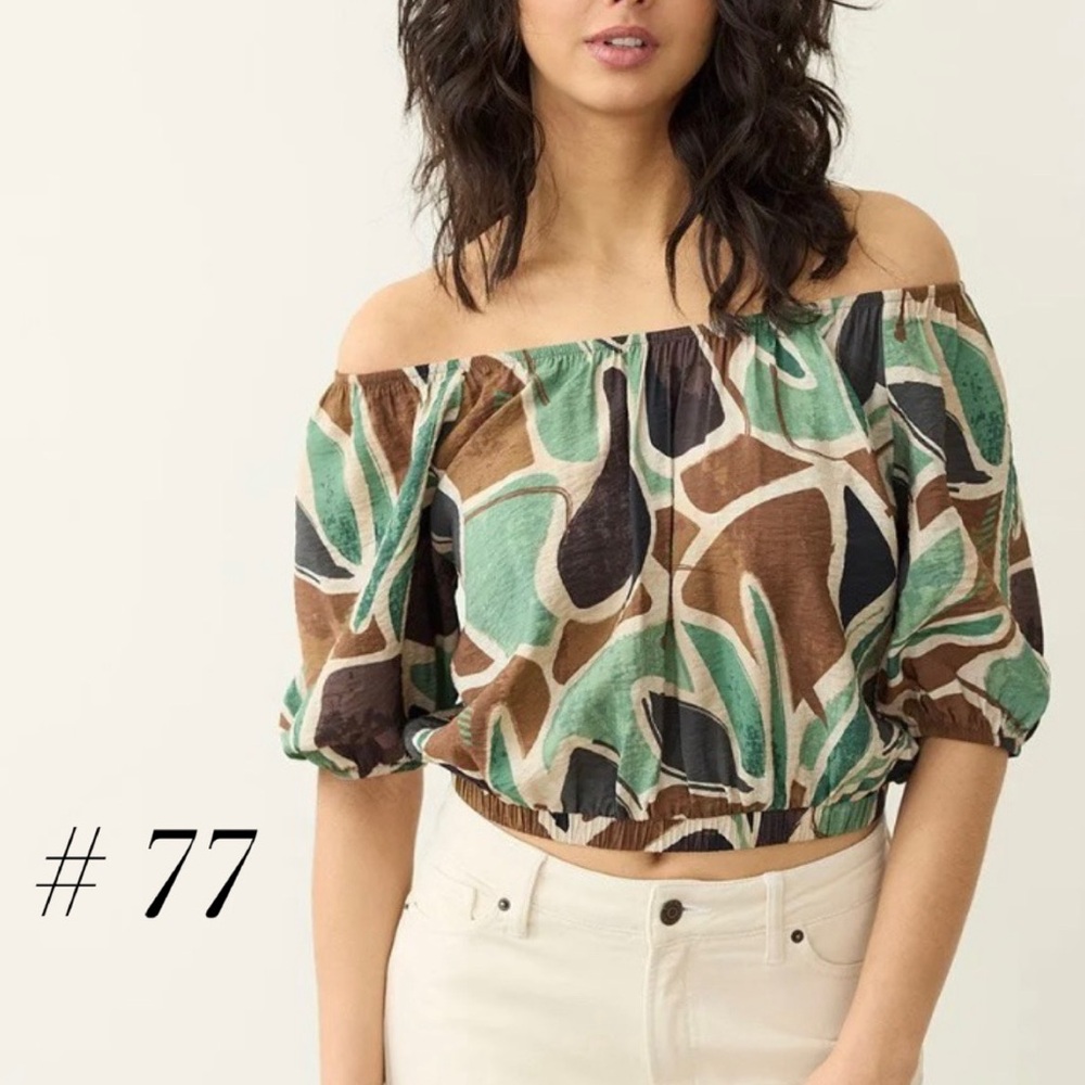 [#77] NWT Green/Brown Crop Top, Size XXL